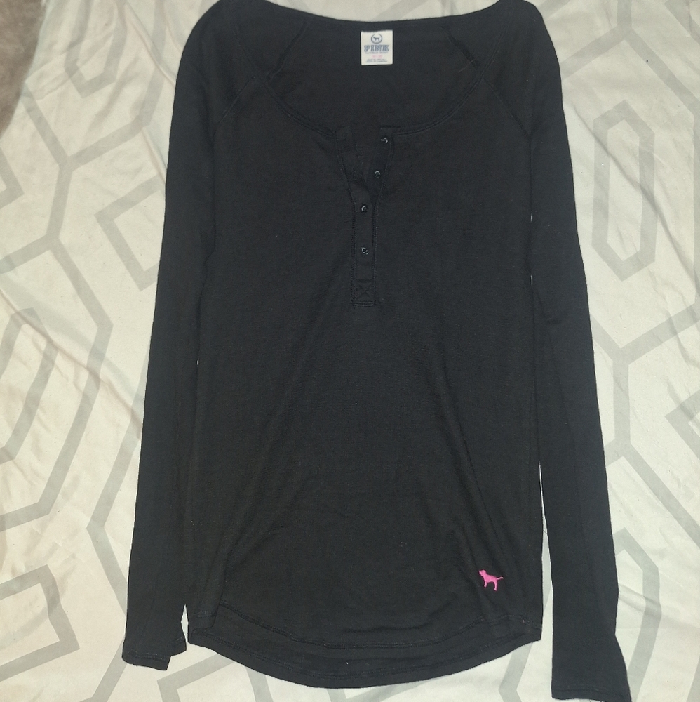 VS PINK Blsck Button UP Top